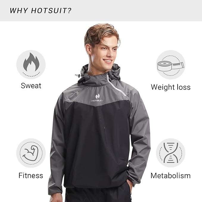 HOTSUIT Sauna Suit for Men Sweat Sauna Jacket Pant Gym Workout Sweat Suits