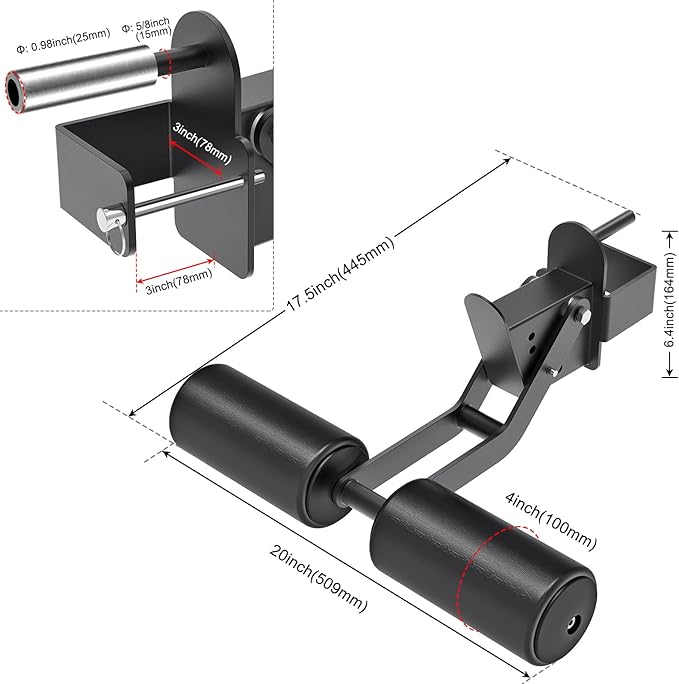 Kipika Nordic Hamstring Curl Squat Rack Attachment for Power Rack with 5/8" or 1" Hole - Adjustable Leg Hold Down Attachment with Premium Leather Surface - for Ultimate Home Gym Experience