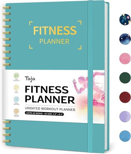 Fitness Workout Journal for Women & Men, A5(5.5" x 8.2") Workout Log Book Planner for Tracking, Progress, and Achieving Your Wellness Goals-Blue