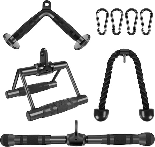 LAT Pulldown Bar Attachments, Cable Machine Accessories for Home Gym, Triceps Rope Pull Down Equipment Weight Fitness & Power Exercise Set for Arm Strength Workout Training