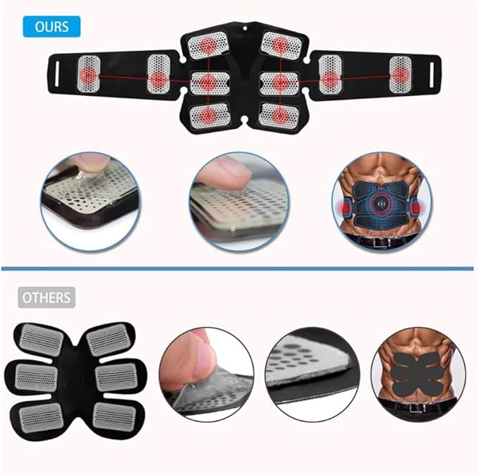 Ab Stimulator, Ab Machine, EMS Muscle Stimulator Toner, Abs Stimulator, Abdominal Belt Fitness Portable Ab Stimulator, All-in-one MHD TENS Portable Fitness Workout Equipment for Men and Women