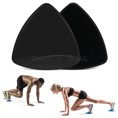 2 x Dual Sided Gliding Discs Exercise Sliders Core Sliders Fitness Ultimate Trainer Gym Home Abdominal & Total Full Body Workout Equipment on ALL surfaces Slide & Glide Exercises (Black, Triangle)