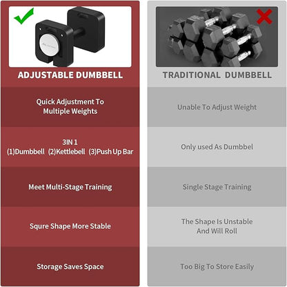 AnYoker Adjustable Square Dumbbell Ergonomic Dumbbell Stable Made