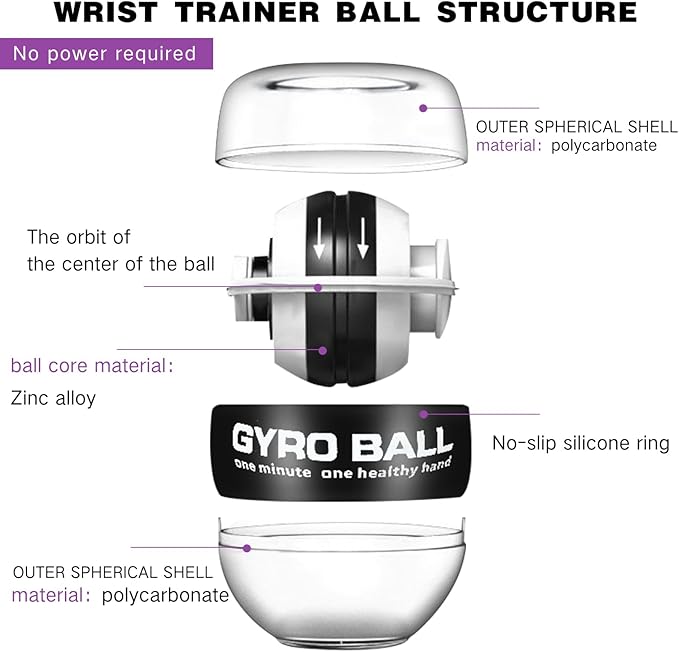 4 Pcs Wrist Trainer Ball Auto Start Hand Gyro Ball Wrist Strengthener Self Starting Forearm Exerciser with Bag and Strap for Strengthening Arms Fingers Wrist Training