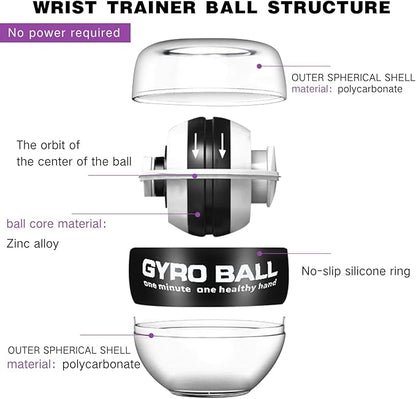 4 Pcs Wrist Trainer Ball Auto Start Hand Gyro Ball Wrist Strengthener Self Starting Forearm Exerciser with Bag and Strap for Strengthening Arms Fingers Wrist Training