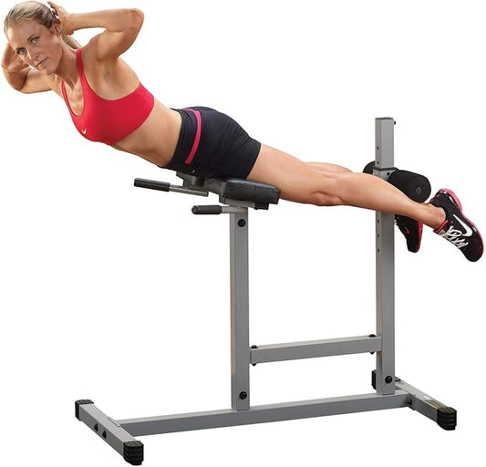 Body-Solid (PCH24X) Back Hyperextension Machine for Lower Back Extension, Ab Crunch, Glutes and Hamstrings Exercise, Roman Chair for Abdominal and Core Training, Home and Commercial Gym Equipment