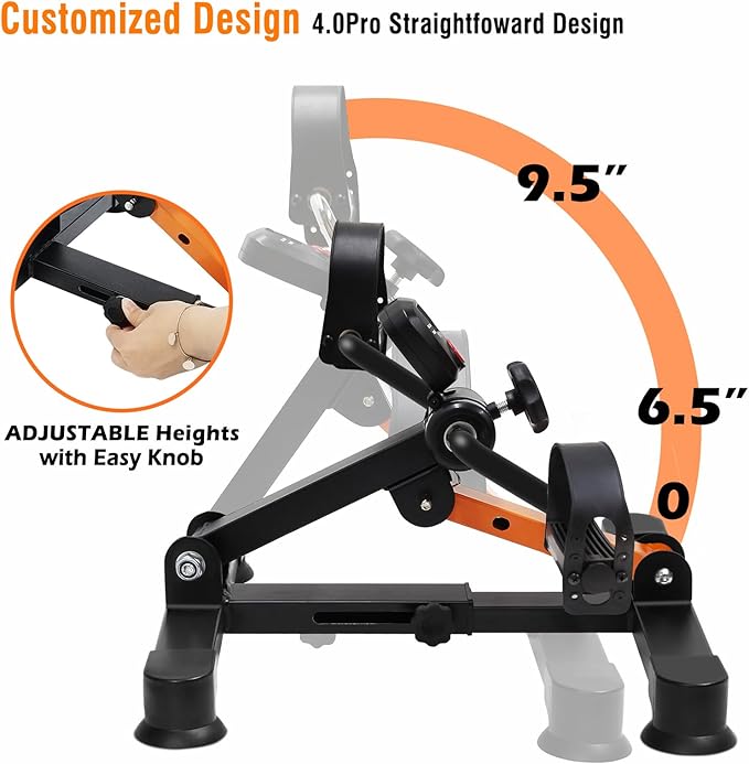 Under Desk Exercise Bike, Pedal Exerciser With Adjustable Heights, Foldable Cycle Bike for Office, Portable Peddler Exerciser for Seniors with Display, Fitness Exerciser for Arm & Leg Workout