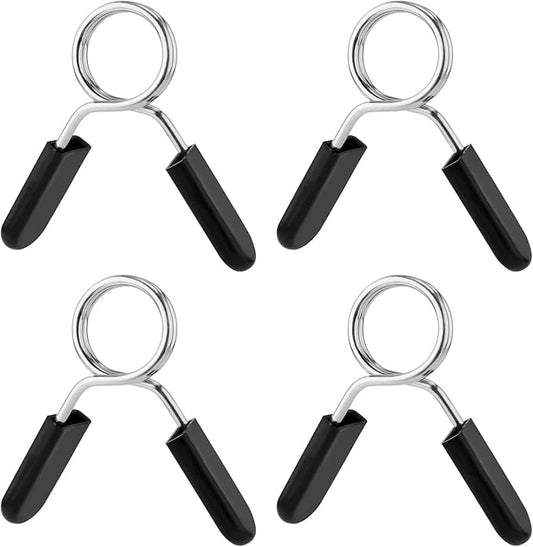 4pcs 2 Inch Barbell Clamps, Stainless Steel Spring Collar Clips Weight Bar Clamps Dumbbell Barbell Handle Locking Clip for Weightlifting Strength Gym Fitness Training Accessories