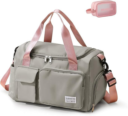 Small Gym Bag for Women, Travel Duffle Bag Carry On Weekender Bag with Shoe Compartment