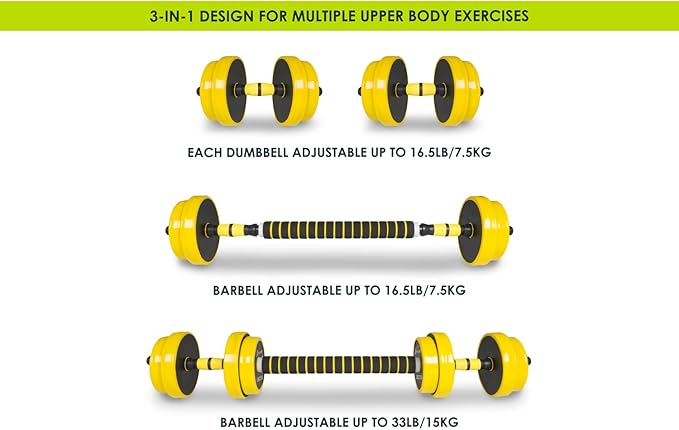 ProsourceFit Adjustable Dumbbell & Barbell Weight Set, 2-in-1 Free Weights Available 22Lbs, Home Gym Equipment