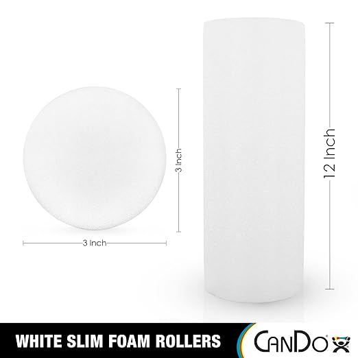 CanDo Slim White PE Foam Rollers for Exercise, Fitness, Muscle Restoration, Massage Therapy, Sport Recovery and Physical Therapy for Home, Clinics, Professional Therapy 3" x 12" Round