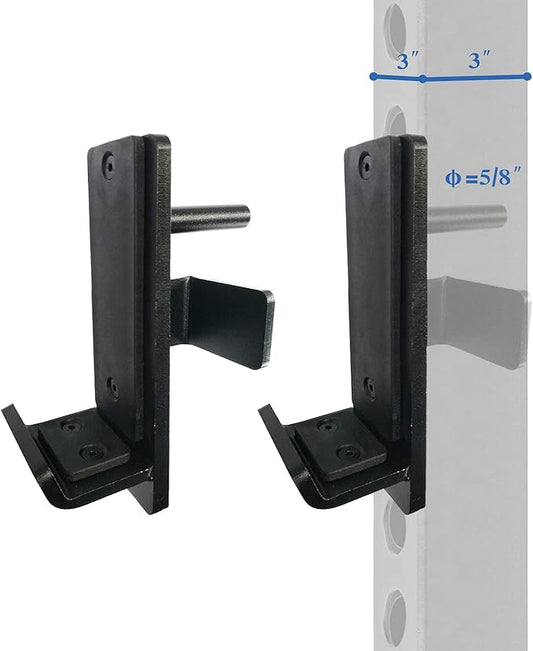 BESTHLS Power Rack Attachment Steel J Hooks for Power Racks fit 3x3 inches Square Tube with 5/8 inch Hole Power Cages Capacity of 800lb (Pair)