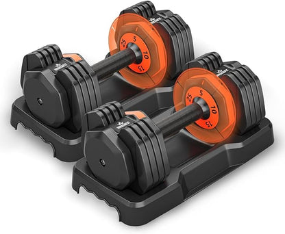 Adjustable Dumbbells,Adjustable Dumbbell Set, 5 in 1 Free Weight Dumbbell,Fast Adjust Weight with Anti-Slip Handle and Tray for Full Body Workout Fitness Strength Training Equipment