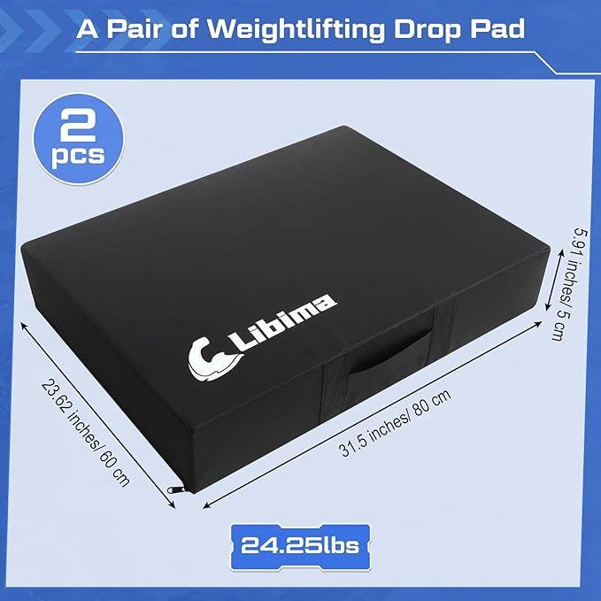 Libima Weightlifting Drop Pads Silencer Drop Pads Gym Fitness Training Crash Pad Barbell Exercise Deadlift Platform Noise Reducing Thick Foam Pad for Home Gymnastics Workout