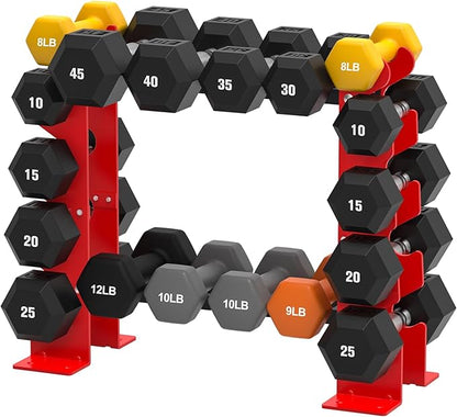 Dumbbell Rack Stand Only, Weight Rack for Dumbbells Strength Training Dumbbell Racks Red and Black 5 Tier 450LBS Capacity Weight Rack for Home Gym Weight Storage Organizer Racks, Suitable for 8-30 LBS