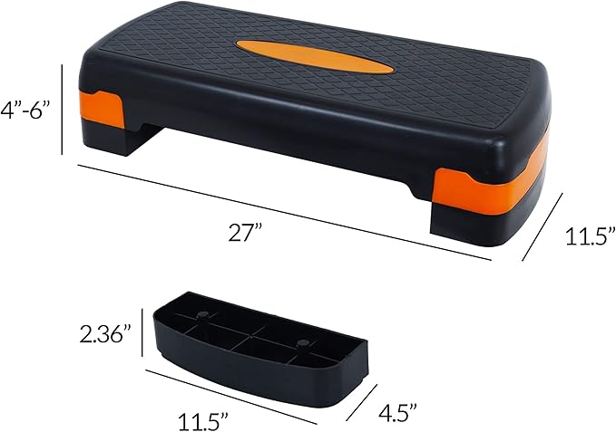 Signature Fitness Adjustable Workout Aerobic Stepper Step Platform Trainer, 27-Inch, Multiple Colors