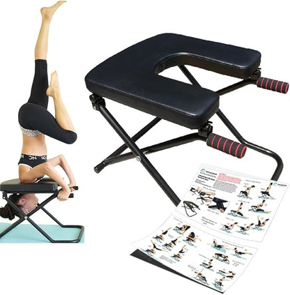 Longer+Wider+Bigger SISYAMA Yoga Headstand Bench Chair with Handles Headstand Handstand Inversion Workout Stretch