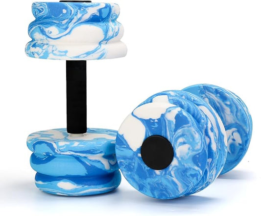 Water Dumbbells, 2 Pack Camouflage EVA-Foam Dumbbell Water Aerobics Fitness Equipment for Pool Exercise, Blue Water Aquatic Exercise Dumbbell Set, Water Fitness Equipment for Weight Loss