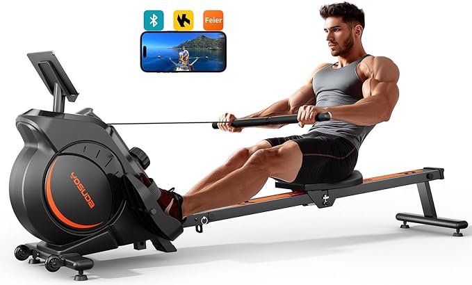 YOSUDA Magnetic/Water Rowing Machine 350 LB Weight Capacity - Foldable Rower for Home Use with Bluetooth, App Supported, Tablet Holder and Comfortable Seat Cushion