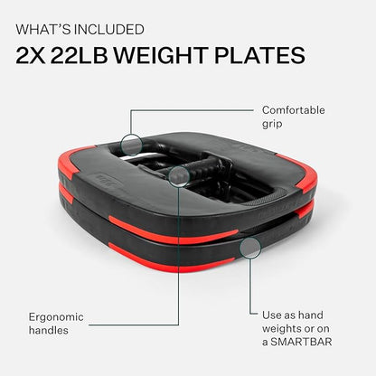 Les Mills™ Dual Purpose 22 lbs Ergonomic Free Weights for at Home Workout Equipment, Workout Weights Plates, Hand Weights for Total Body Workouts