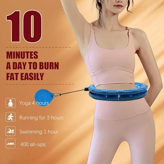 Weighted Fit Hoop, Fithoop, Fitness Hoop 2 in 1 Abdomen Fitness Massage, 60inch 30 Knots,47inch 24 Knots,Great for Adults and Beginners Weight Loss and Exercise