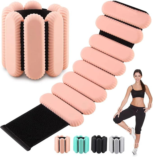 Wrist Weights for women,Wrist Ankle Weights for Strength Training,Graded Silicone Weighted Bracelet for Walking, Running, Yoga, Aerobics, Adjustable Training Intensity ankle weights for Women Set of 2 (1Lb Each)