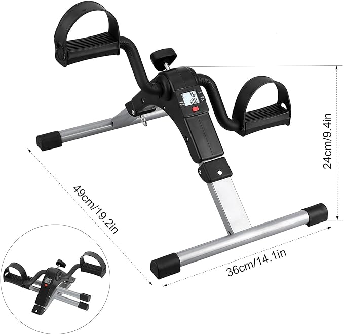 Folding Pedal Exerciser, Mini Exercise Bike Under Desk Bike Foot Pedal Exerciser, Foot Hand Cycle Portable Peddler Machine Bicycle Exerciser Arm Leg Exerciser While Sitting