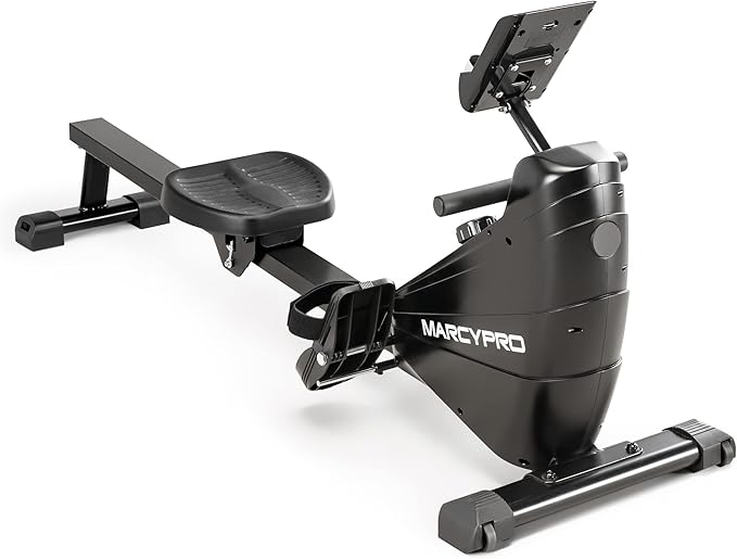 Marcy Compact 8-Level Adjustable Magnetic Resistance Rowing Machine with Transport Wheels