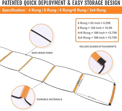 Agility Ladder, Agility Training Equipment, Soccer Speed Ladder, Bag(4/8/8+4/12 Rung)