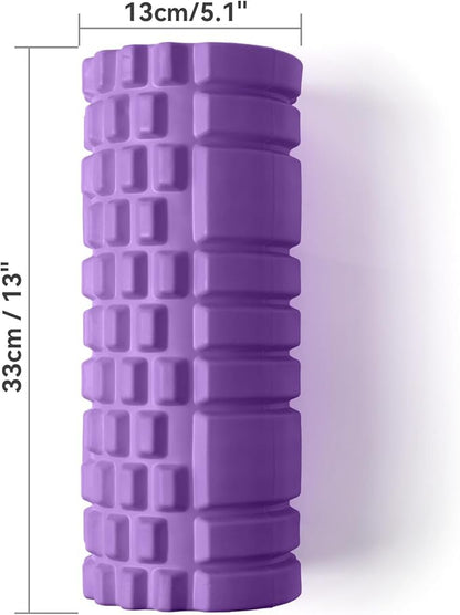 Foam Roller for Muscle Massager, Patented 13" High Density Exercise Roller for Muscle and Myofascial Trigger Point Release, Yoga, Back Roller for Fitness, Yoga (Purple)