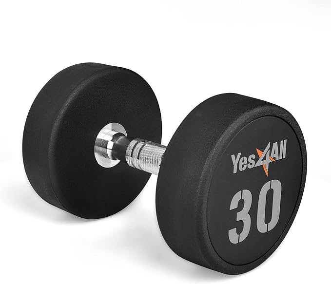 Yes4All Urethane Dumbbells with Anti-Slip Knurled Handle 5-50LBS for Muscle Building - Sold Individually