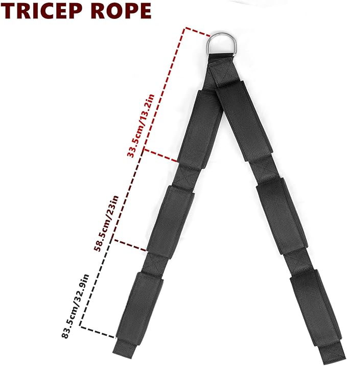 Tricep Rope Cable Attachment Comfortable Handles of Three Lengths,Versatile Tricep Pull Down Rope and Cable Attachment for Gym Machines.