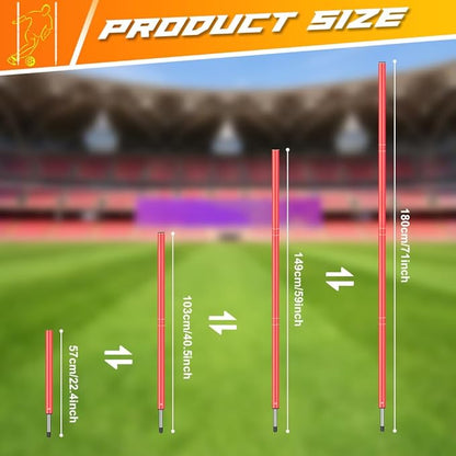 Football Agility Training Slalom Poles Adjustable Orange Agility