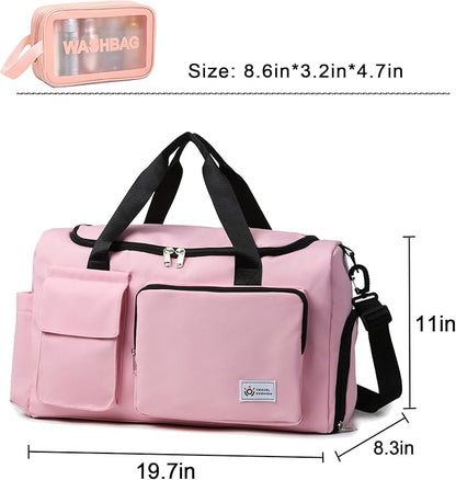 Small Gym Bag for Women, Travel Duffle Bag Carry On Weekender Bag with Shoe Compartment