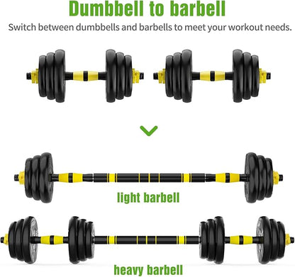 Adjustable Dumbbell Set, 44/66 lb Free Weight Dumbbell Barbell Set with Connectors, Converts to Barbell, for Home Gym Exercise, Women's and Men's Fitness Gear