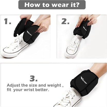 Vivitory Adjustable Ankle Weights for Women & Men, Leg Weights 2 to 10 Lbs, Arm Weights, Ankle Wrist Weights Set for Strength Training, Jogging, Gymnastics, Aerobics, Physical Therapy