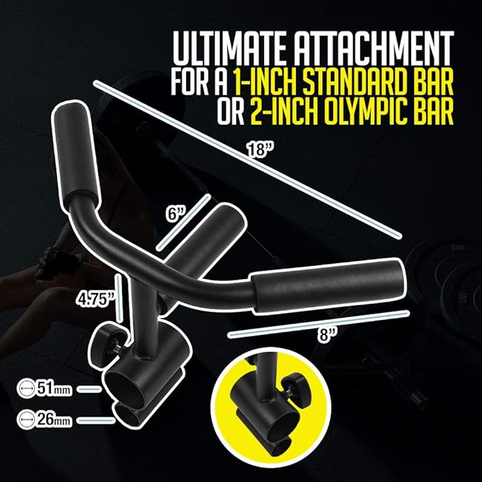 LoGest T Bar Row Landmine Attachment - Lightweight Weightlifting Landmine Handle Fits Standard or Olympic Barbell for Deadlifts Squats Pull Ups Strengthens Back and Core Muscles T Bar Row Attachment