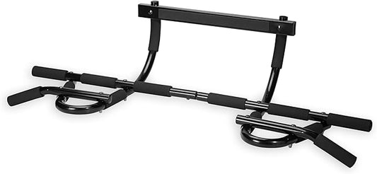 SPRI Pull Up Bar - 8-Grip and 12-Grip Door Frame Mounting Pull-Up Bar for Versatile Workouts - Rugged Steel Frame with Foam Handles - Supports 300 Pounds - Fits Door Frames Up to 32 in. Wide – Black