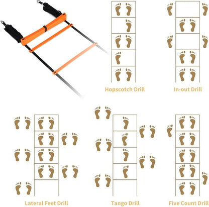 YISSVIC Agility Ladder and Cones 20 Feet 12 Equipment,1 Carry 10 Cones, 4 Stakes,