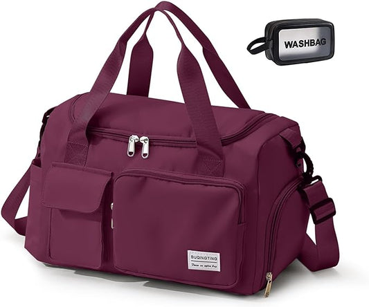 Small Gym Bag for Women, Travel Duffle Bag Carry On Weekender Bag with Shoe Compartment