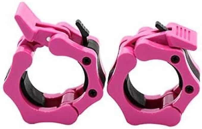 Barbell Clamps 2 inch, Heavy Duty Exercise Collars 2" Quick Release Pair of Locking Pro Olympic Weight Bar Plate Locks Collar Clips for Workout Weightlifting Fitness Training - PINK