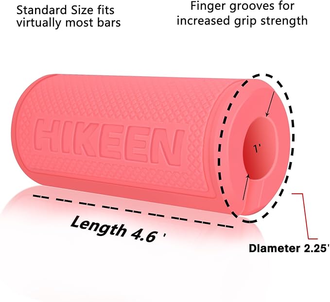 Hikeen Thick Bar Dumbbell Grips,Non Slip Hard Rubber Barbell Grips,Grips for Weight Lifting, Muscle Building-1.77", 2.25" & 2.75" Outer Diameter