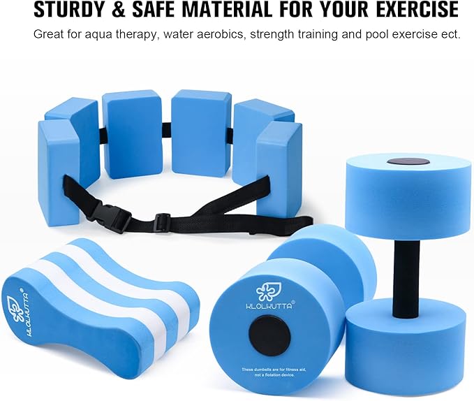 Water Weights Dumbbells Set, High-Density EVA-Foam Water Weight Pool Fitness,Aquatic Swim Belt,Resistance Gloves for Aqua Therapy