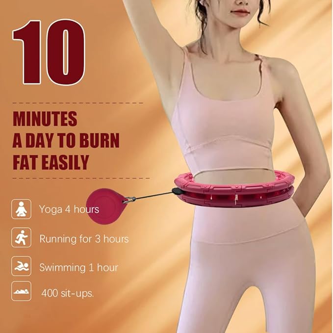 Weighted Fit Hoop, Fithoop, Fitness Hoop 2 in 1 Abdomen Fitness Massage, 60inch 30 Knots,47inch 24 Knots,Great for Adults and Beginners Weight Loss and Exercise