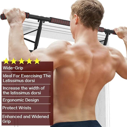 AmazeFan Pull Up Bar Doorway with Ergonomic Grip - Fitness Chin-Up Frame for Home Gym Exercise - Multi-Angle Grip - 2024 Upgrade Smart Hook (Fits Almost All Doors)