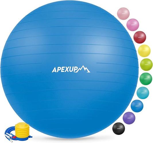 APEXUP Yoga Ball Exercise Ball, Pilates Ball, Anti Slip Stability Ball, Heavy Duty Gym Ball for Fitness, Balance, Core Workout, Physical Therapy