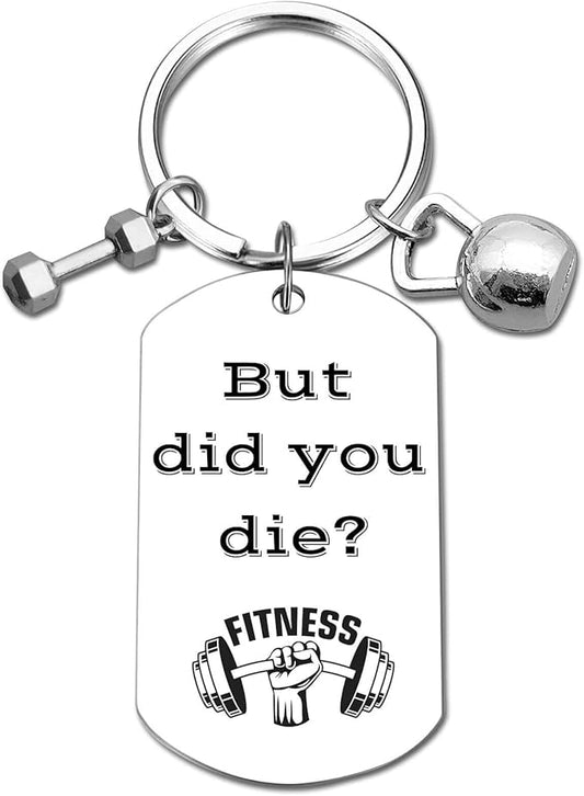 Fitness Keychain Featuring Dumbbell and Kettlebell with Uplifting