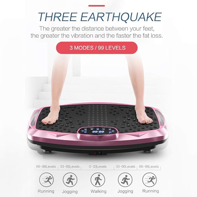 Vibration Plate Exercise Machine Whole Body Workout Vibration Fitness Platform for Home Fitness & Weight Loss + BT + Remote, 99 Levels