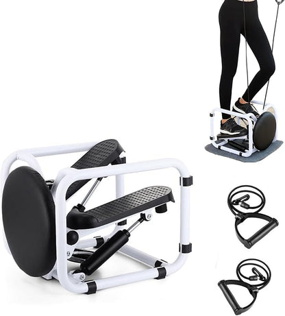 Nisorpa Fitness Stair Stepper Portable Twist Chair Stepper for Exercise with LCD Monitor and Resistance Bands Non-Slip Pedals Mini Stepper Stair Climber for Home Gym Fitness