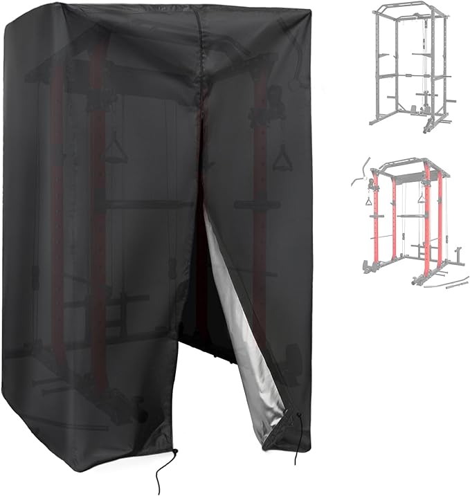 Squat Rack Cover, Waterproof Outdoor Gym Equipment Covers with Zipper for Squat Rack/Weight Lifting Rack/Home Gym Workout Equipment